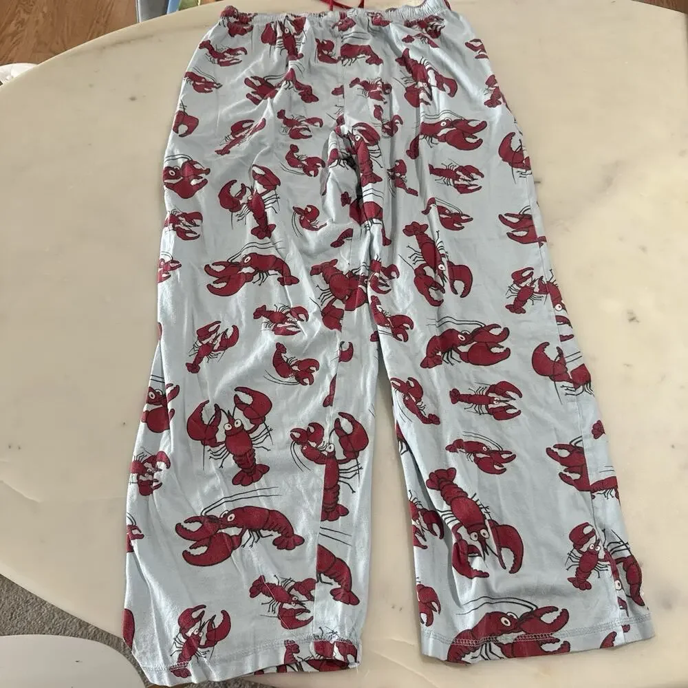 Lazy One 100% Cotton Lobster Pajama Pants Blue Lounge Bottoms Pinterest Women M